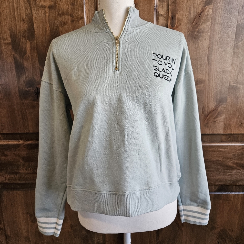 Black Queen Quarter-Zip Mock Neck Sweatshirt